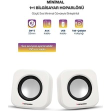 Sprange SR-PN99 2W*2 USB 2.0 + 3.5mm 5V Pc Bilgisayar Hoparlör Beyaz