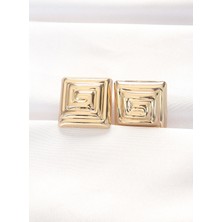 Pirinç Gold Renk Kare Form Küpe - Lisinya
