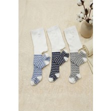 Cocole Socks Erkek Bebek Külotlu Çorabı 3'lü Set Pamuklu Erkek Zigzag Karışık Desenli 0-24 Ay