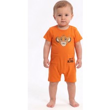 Chicsy Baby Erkek Bebek Aslan Baskılı Tulum Yazlık Kısa Kol Pamuklu Şort Tulum 3-6-9-12 Ay