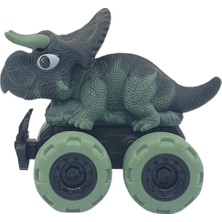 Sürtmeli Dinazor Arabalar 12 cm - H-20 - Triceratops - Yeşil (Lisinya)