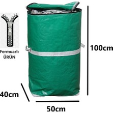 Jokey Ambalaj Iş-Ev Branda Taşıma Çuvalı 50X40+100CM Fermuarlı ve Cepli 170GR.TEKSTIL Çuvalı- (Yeşil)