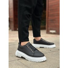 BOA Siyah Erkek Günlük Ayakkabı  Akıllı Lastik Bağcıklı Yüksek Taban Comfort CASUABA0245