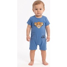 Chicsy Baby Erkek Bebek Aslan Baskılı Tulum Yazlık Kısa Kol Pamuklu Şort Tulum 3-6-9-12 Ay