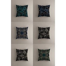 6'lı Lüks Art Deco Kırlent Kılıfı Seti - Altın Geometrik Desenli, Çift Taraflı Şık Tasarım, 43X43 cm