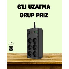 2500W Güçlü 6’lı Priz USB ve Type-C Çıkışlı Termal Korumalı - Lisinya