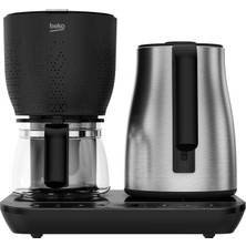 Beko 0,8 L Cam Demlikli Inox Çay Makinesi 1,8 L Çelik Su Isıtıcı ile Otomatik Kapanma