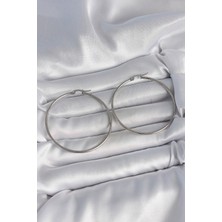 316 Çelik Gümüş Renk 53 mm Halka Model Kadın Küpe - Lisinya