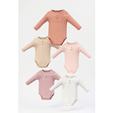 Minipomes Kız Bebek Uzun Kol Çıtçıtlı Body Seti Pembe