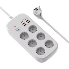 Çeşithane 6lı Akım Korumalı Priz 4 USB Type C Çoklu Uzatma Kablosu