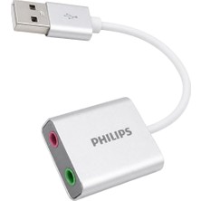 Philips SWR1656Y/93 USB Harici Stereo Ses Kartı Dönüştürücü Adaptör 3.5mm Mikrofon Hoparlör Çıkışlı
