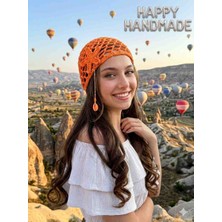 Happy Handmade Trend File Şapka/turuncu Yazlık Şapka/plaj Aksesuar/tarz Giyim/viral Bere/özel Tasarım Hediyelik