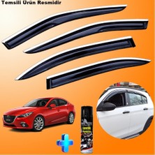 Caraks Mazda 3 Sedan Mügen Cam Rüzgarlığı Abs Nikelaj Krom Cam Rüzgarlığı 2014-2018+EBRAYN Lastik Parlatıcı