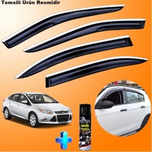 Caraks Focus 3 Sedan Mügen Cam Rüzgarlığı Abs Nikelaj Krom Cam Rüzgarlığı 2011-2015+EBRAYN Lastik Parlatıcı