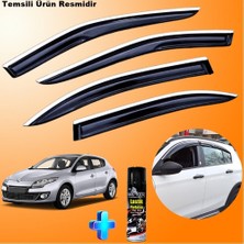 Caraks Megane 3 Hb Mügen Cam Rüzgarlığı Abs Nikelaj Krom Cam Rüzgarlığı 2009-2016 + Ebrayn Lastik Parlatıcı