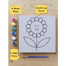 Nostaljik Lezzetler Sevimli Çiçek Baskılı Tuval Boyama Aktivite Seti 19X19 cm (Tuval, Fırça ve 6 Renk Akrilik Boya Seti)