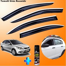 Caraks Focus 2 Sedan Mügen Cam Rüzgarlığı Abs Nikelaj Krom Cam Rüzgarlığı 2005-2011+EBRAYN Lastik Parlatıcı