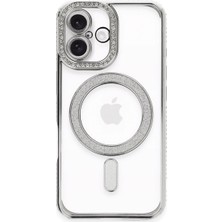 Vintessy Apple Iphone 16 Plus Kılıf Joke Simli Magneticsafe Kılıf - Gümüş