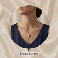 Bubble F Harf Kolye – Gümüş Renk Minimal Çelik Kolye