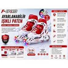 Ön Tekerler LED Işıklı Ayarlanabilir Çocuk Pateni Kırmızı 31-34