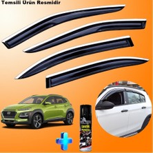 Caraks Hyundai Kona Mügen Cam Rüzgarlığı Abs Nikelaj Krom Cam Rüzgarlığı 2017-2025 +Ebrayn Lastik Parlatıcı