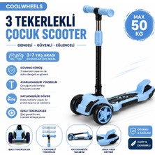 Luna Elite 3 Tekerlekli Katlanabilir LED Işıklı Scooter Mavi