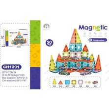 Oydaş Oyuncak Manyetik 5,5 cm Yapı Blok Seti 50 Parça -Içinde 8 Adet Araba Olan Eğitici Set