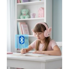 İlanib Ticaret Şarjlı Tavşan Tasarımlı Kablosuz Bluetooth Kulaklık Stereo Ses ve Hafıza Kart Destekli