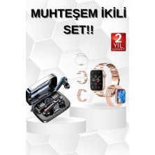 İlanib Ticaret Dijital Göstergeli Powerbank Bluetooth Kulaklık ve Yeni Nesil Amoled Ekran Akıllı Saat
