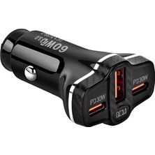İlanib Ticaret Ally PD62 2xtype-C + USB 78W Araç Çakmaklık Hızlı Şarj Aleti Araç ŞARJI-1852