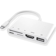 İlanib Ticaret Ally 5in1 Lightning HDMI Dijital Av Adaptör+ Otg USB Hub Kamera Tf Sd OKUYUCU-1852