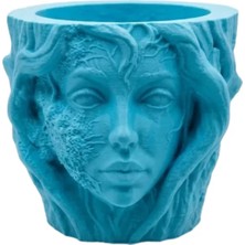 İlanib Ticaret Minimalist Kadın Yüzü Heykel Tasarımlı 3D Dekoratif Saksı Vazo