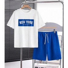 Nıgrum Pardus Yeni Sezon New York Baskılı %100 Pamuk Erkek Çocuk T-Shirt Bermuda Şort Takımı