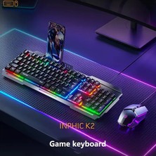 İlanib Ticaret Inphic K2 USB Kablolu Oyun Klavyesi 104-KEY Sessiz Oyun Klavyesi Bilgisayar Laptop Için Cep Telefonu Yerleştirme ALANI-1852