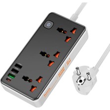 İlanib Ticaret Hoco AC8A 2500W 3 Priz + 3 USB + 30W Type-C Multifonksiyonel Priz Çoğaltıcı Şarj ALETI-1852