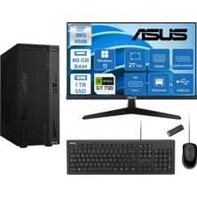 Asus Expertcenter D501MER  Intel® Core™ İ5-14500 80GB Ddr5 1tb SSD 4GB/GT730  WIN11HOME Mini Tower+27" 120Hz Asus Monitör Masaüstü Bilgisayar 14WD501MER32H28+ZETTAUSBBELLEK