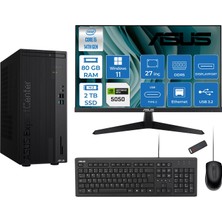 Asus Expertcenter D501MER  Intel® Core™ İ5-14500 80GB Ddr5 2tb SSD 8GB/RTX5050 WIN11PRO Mini Tower+27" 120Hz Asus Monitör Masaüstü Bilgisayar 14WD501MER27P29+ZETTAUSBBELLEK