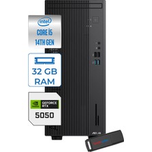 Asus Expertcenter D501MER  Intel® Core™ İ5-14500 32GB Ddr5 512GB SSD 8GB/RTX5050 WIN11PRO Mini Tower Masaüstü Bilgisayar WD501MER27P12+ZETTAUSBBELLEK