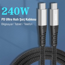 İlanib Ticaret Ally 240W Type-C To Type-C Laptop Telefon Hızlı Data ve Şarj KABLOSU-1852