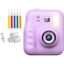 İlanib Ticaret Çocuk Dijital Fotoğraf Makinesi Anında Baskı ve 4 Rulo Kağıt 5 Kalem Hediye