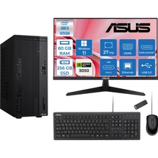 Asus Expertcenter D501MER  Intel® Core™ İ5-14500 80GB Ddr5 256GB SSD 6GB/RTX3050 WIN11HOME Mini Tower+27" 120Hz Asus Monitör Masaüstü Bilgisayar 14WD501MER23H26+ZETTAUSBBELLEK