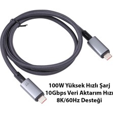 İlanib Ticaret Ally USB 3.2 100W Type-C To Type-C 8k Görüntü-Data ve Ultra Hızlı Şarj Kablosu 1 METRE-1852