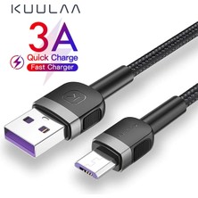 İlanib Ticaret Kuulaa Mikro USB 3A Hızlı Şarj 0.50CM Kısa Android USB Şarj KABLOSU-1852