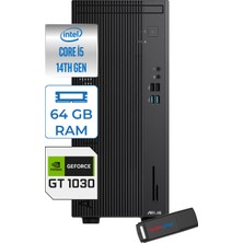 Asus Expertcenter D501MER  Intel® Core™ İ5-14500 64GB Ddr5 4tb SSD 4GB/GT1030  Freedos Mini Tower Masaüstü Bilgisayar WD501MER21F25+ZETTAUSBBELLEK