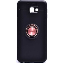ZM Store Galaxy J4 Plus Uyumlu Kılıf Yüzük Standlı Pürüzsüz ve Soft Yüzey Ravel Kapak