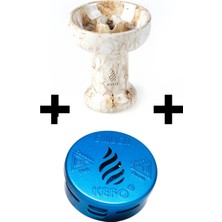 luxurianthome Kefo Sarı Rock Star Lüle + Mavi Kefo Ember Nargile Lotus Közlük Cezve