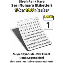 Sb Store 1'den 100'E Kadar Kare Seri Numara Etiketleri - 1,5cm - Siyah Renk