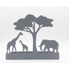 Modern Antrasit-Gri Metal Mumluk - Afrika Safari Temalı Dekoratif Şamdan