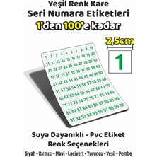 Sb Store 1'den 100'E Kadar Kare Seri Numara Etiketleri - 2,5cm - Yeşil Renk