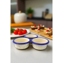 İnci Emaye Inci Emaye 3 Parça 10CM Emaye Dik Tabak Set, Kahvaltı Tabağı, Çeyizlik, Hediye Lacivert